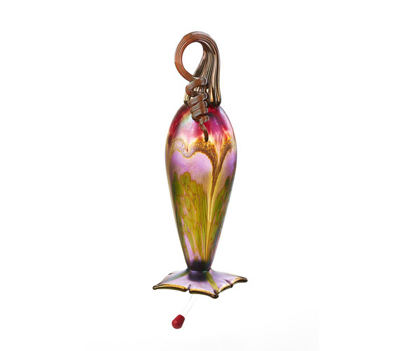 Blown Glass Hummingbird Feeder - Ruby Top, Amethyst